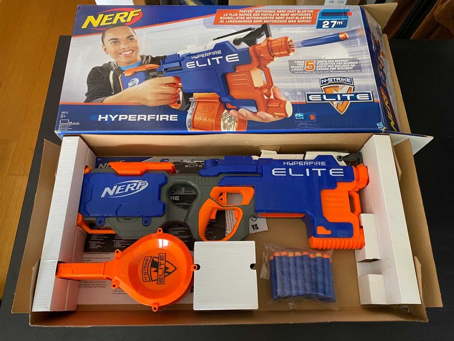 Nerf HyperFire Elite – Automática + Carregador(Tambor) + Balas + Caixa