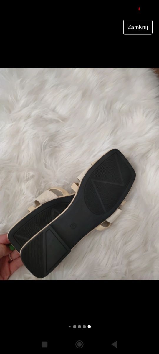 Klapki Boho jasny kremowy kolor 39