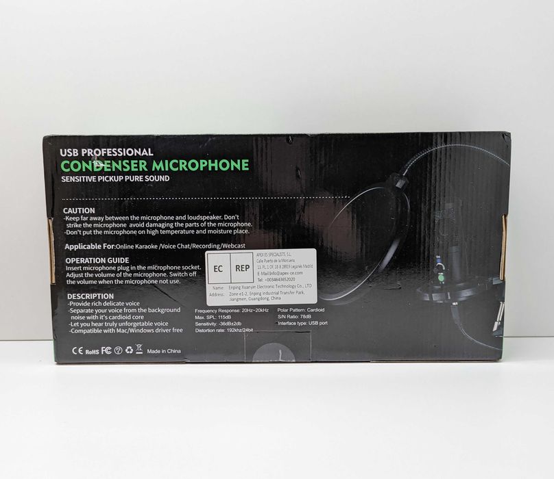 Profesjonalny mikrofon pojemnościowy USB 192kHz/24bit kardioidalny