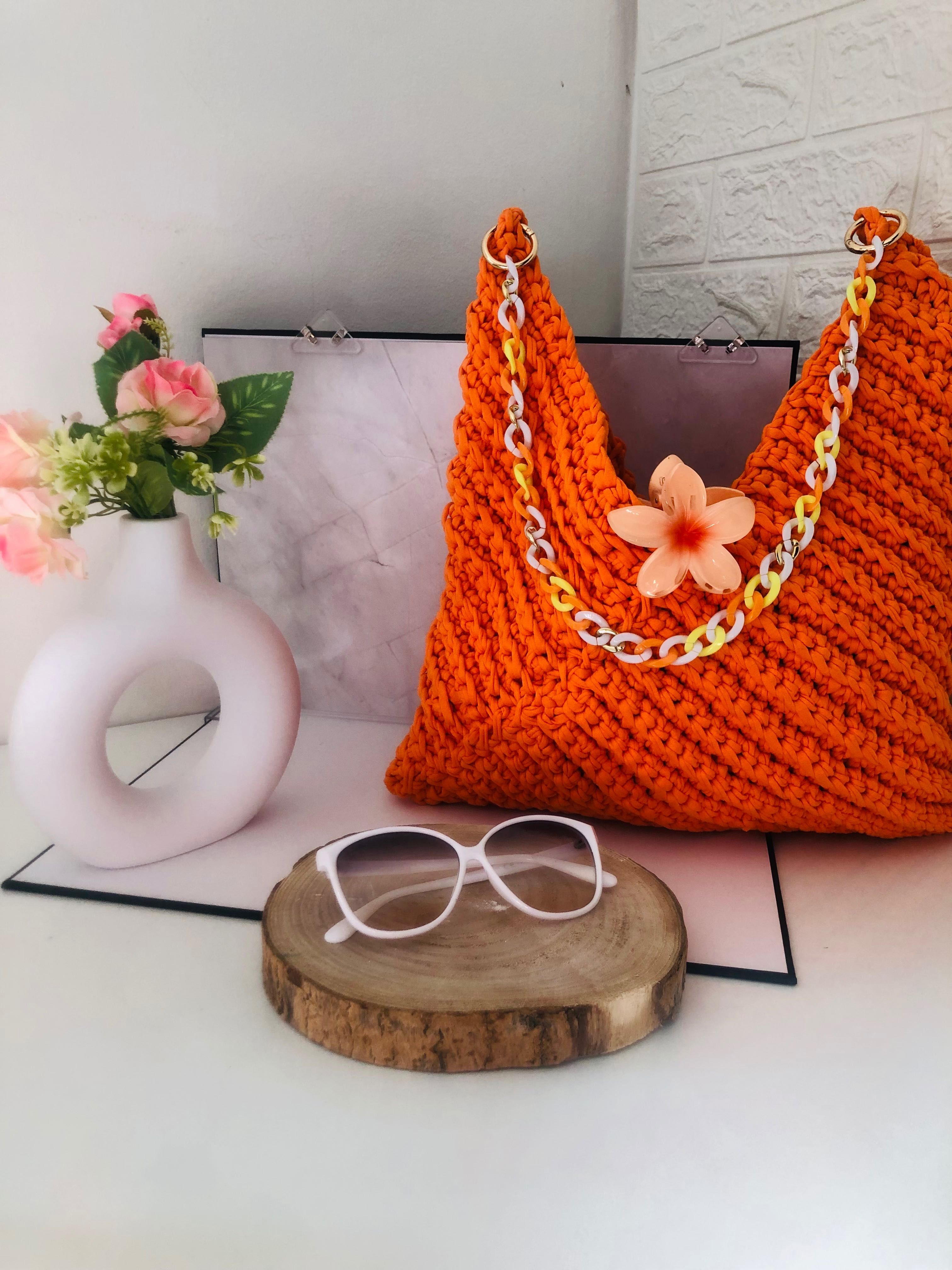 Bolsa Big Orange Croche