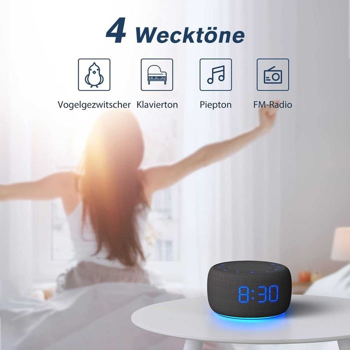 DOUMOSH Głośnik Bluetooth budzik z radiem FM NOWY