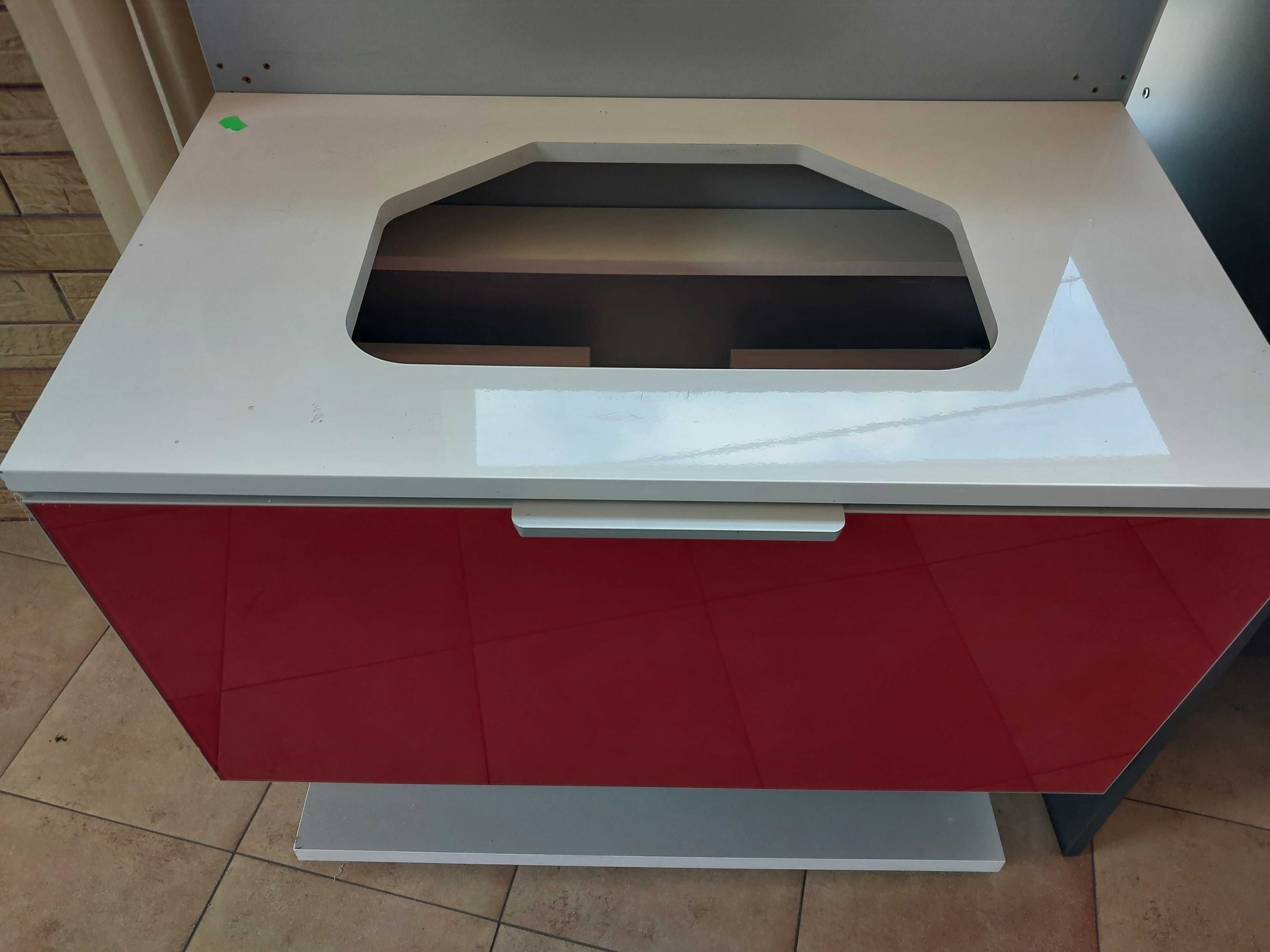 Szafka pod umywalkę 80cm czerwony front lakobel ekspozycyjna
