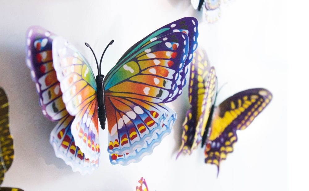 Conjunto de 12 Borboletas Coloridas Florescentes