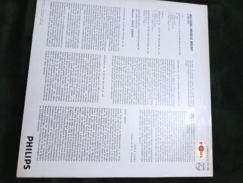 Vinil Raro Mozart - Symphonies No.33 In B Flat,k.319 / No. 34 In C, K*