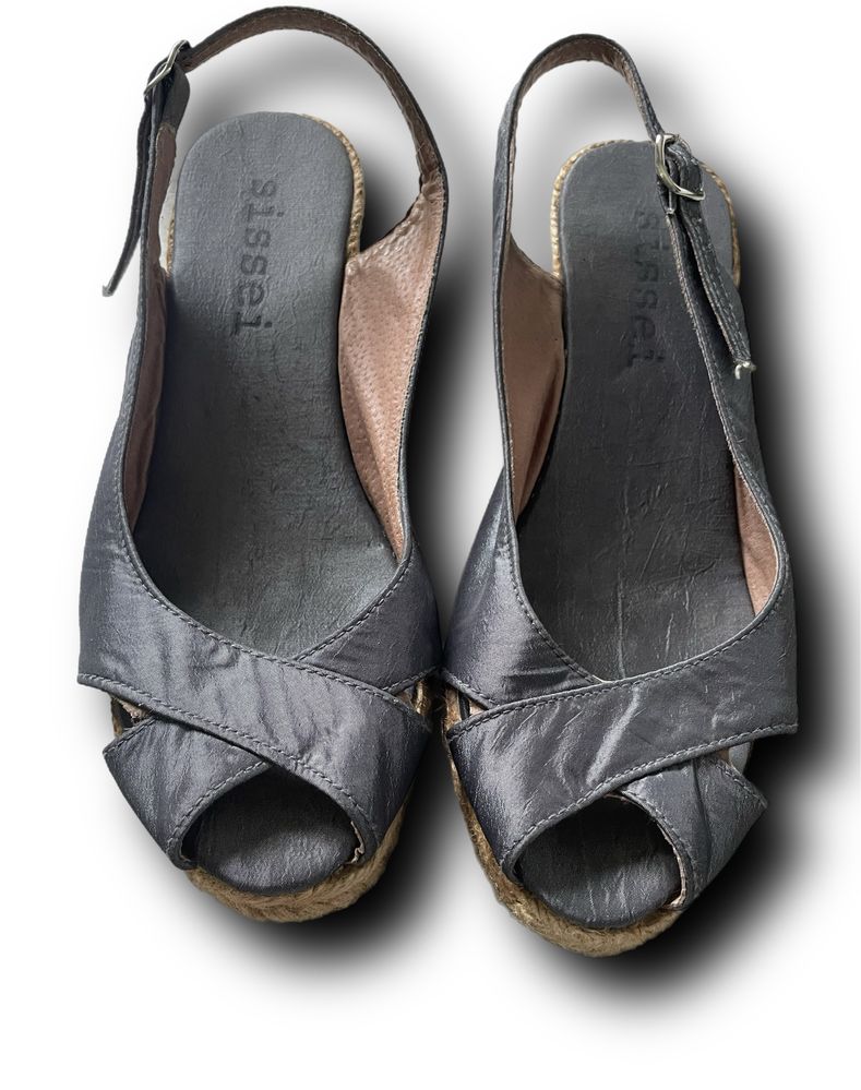 Buty damskie espadryle koturn  lato Sissei Made in Spain 40 szare