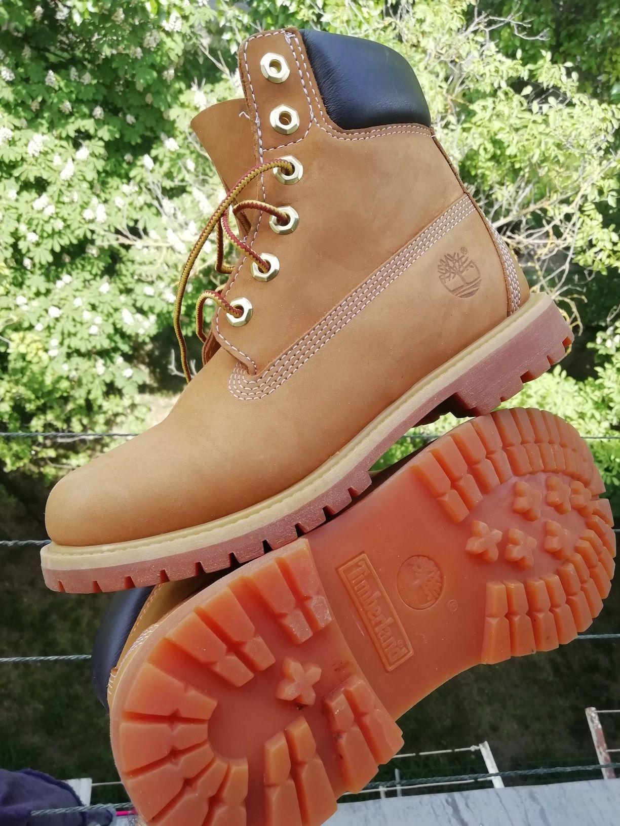 Ботинки женские детские Timberland кожаные классика милитари