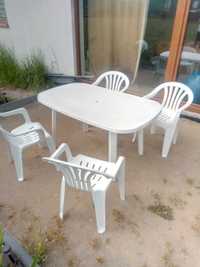 Stół ogrodowy biały +krzesła