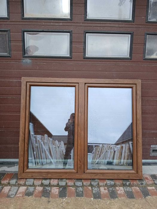 Okno dwuskrzydłowe 167x137 okna używane orzech DOWÓZ CAŁY KRAJ