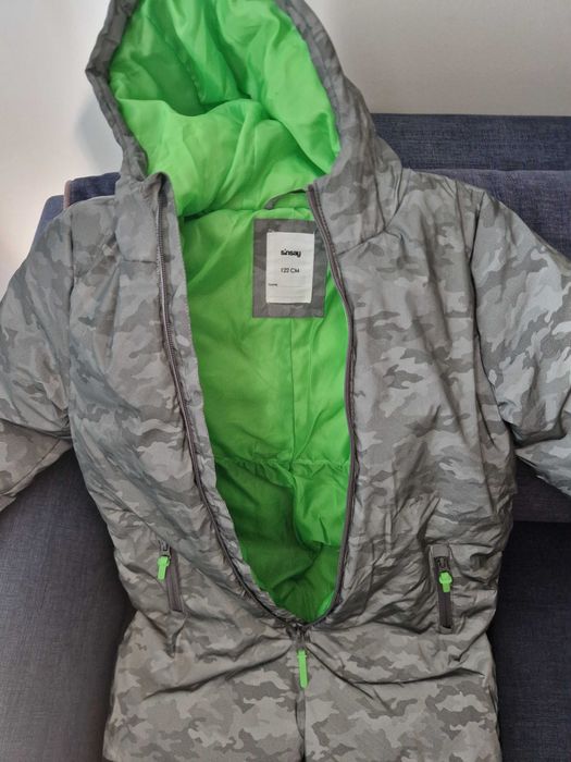 Kombinezon zimowy chłopięcy 122 cm + czapka Minecraft i buty rozm. 31