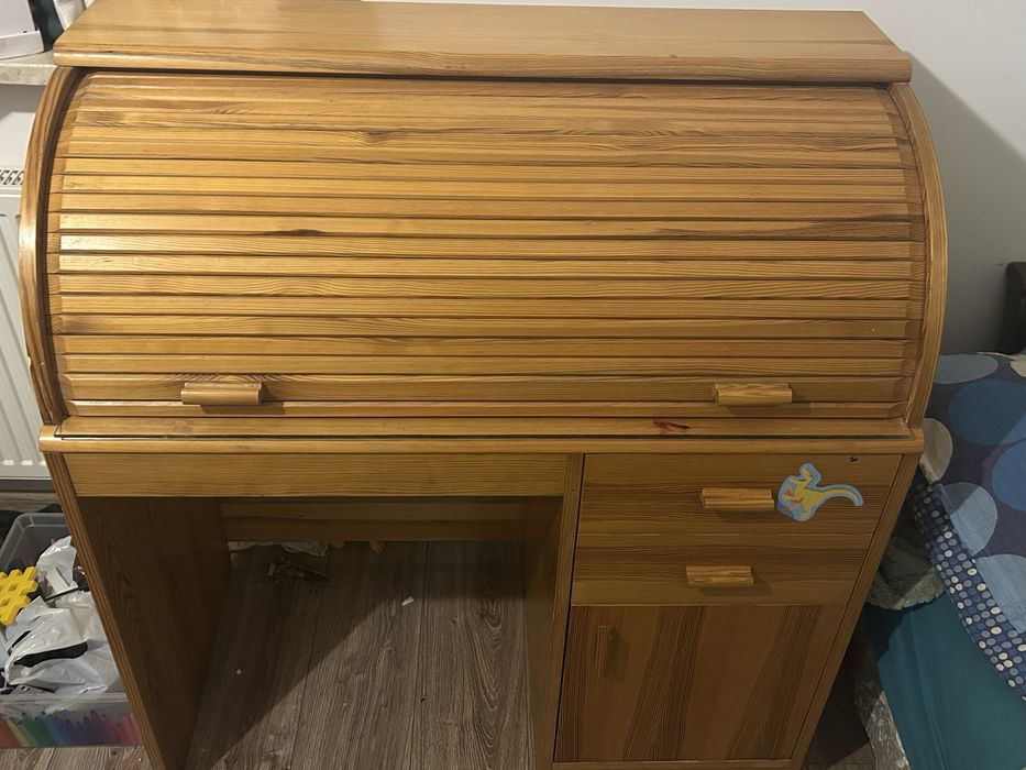 Biurko drewniane retro z roletą