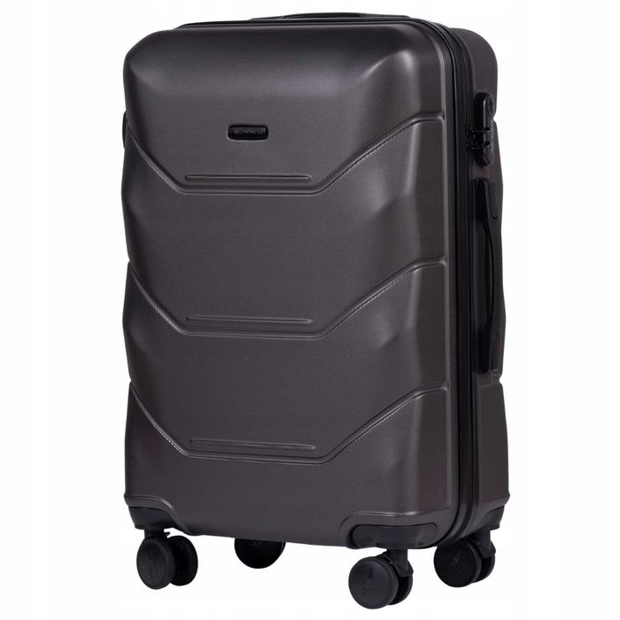 WINGS Zestaw 3 WALIZEK Podróżnych ABS+ Kabinowa Średnia Duża Na Szyfr