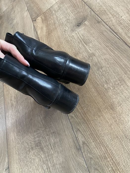 Шкіряні ботінки на каблуку осінні на флісі