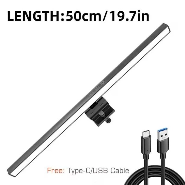 Regulowana lampka LED pod monitor, 3 kolory, USB, idealna do pracy.