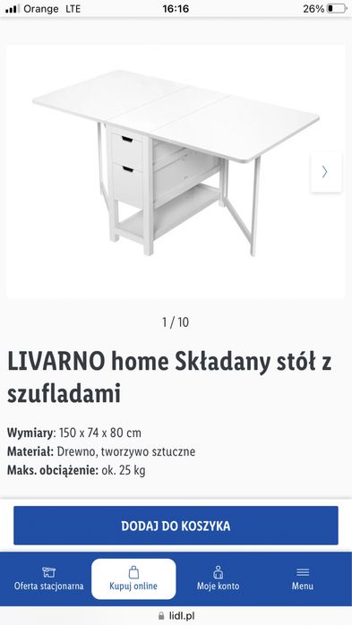 Rozkładany stół z szufladami