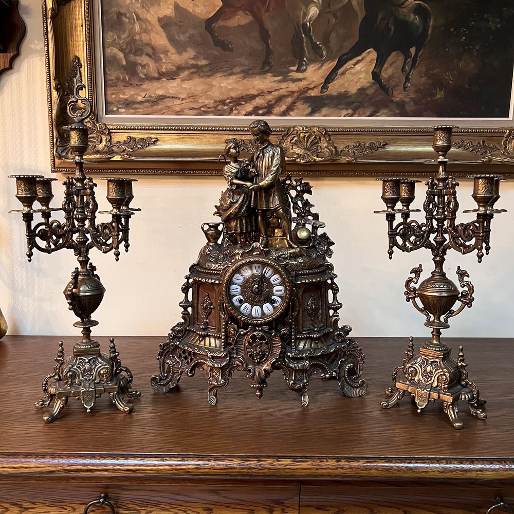 Старинные Каминные Часы с Канделябрами Мебель из Голландии