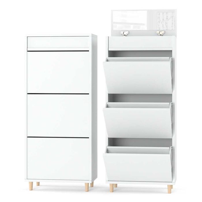 Szafka Na Buty Skandynawska Nowoczesna 55cm 3 Uchylne Drzwiczki Wysoka