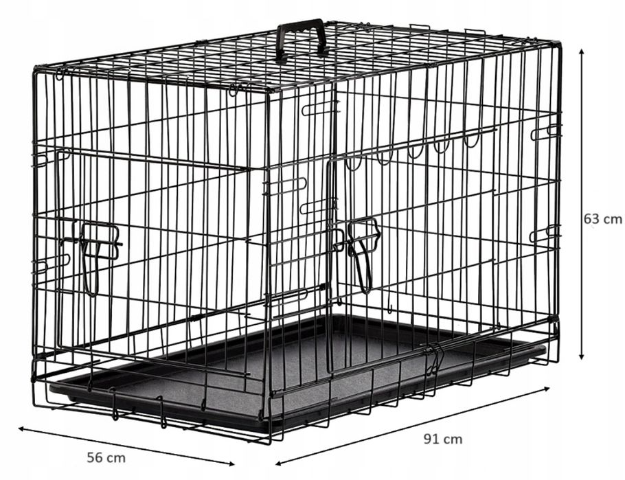 Duża Klatka Kojec Dla Zwierząt Psów Psa Królika Metalowa 90x56x63 cm