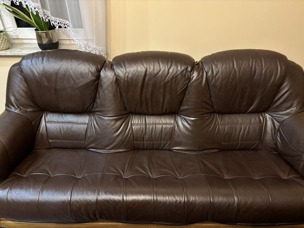 Meble holenderskie - Zestaw dębowy 3+2+1, stół, lampa, komoda narożna