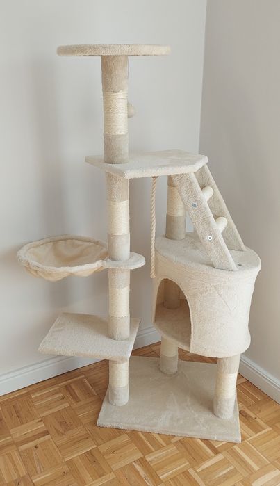 Nowy drapak XL dla kota bardzo stabilny domek legowisko beżowe kremowy