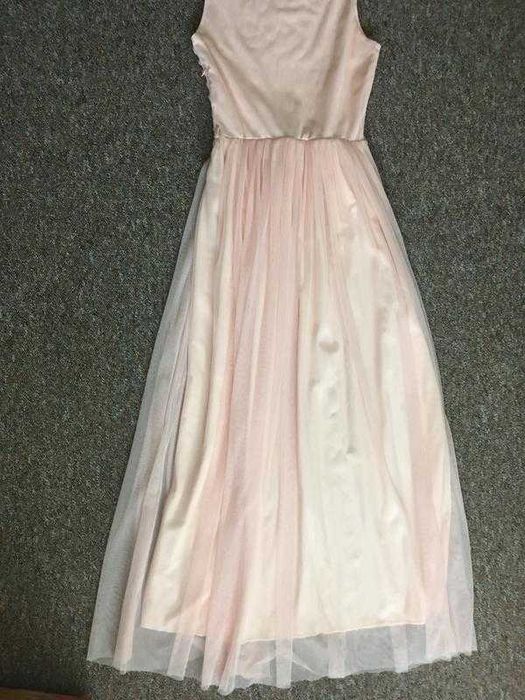 Платье свадебное длинное фатиновое пудровое р.40-42