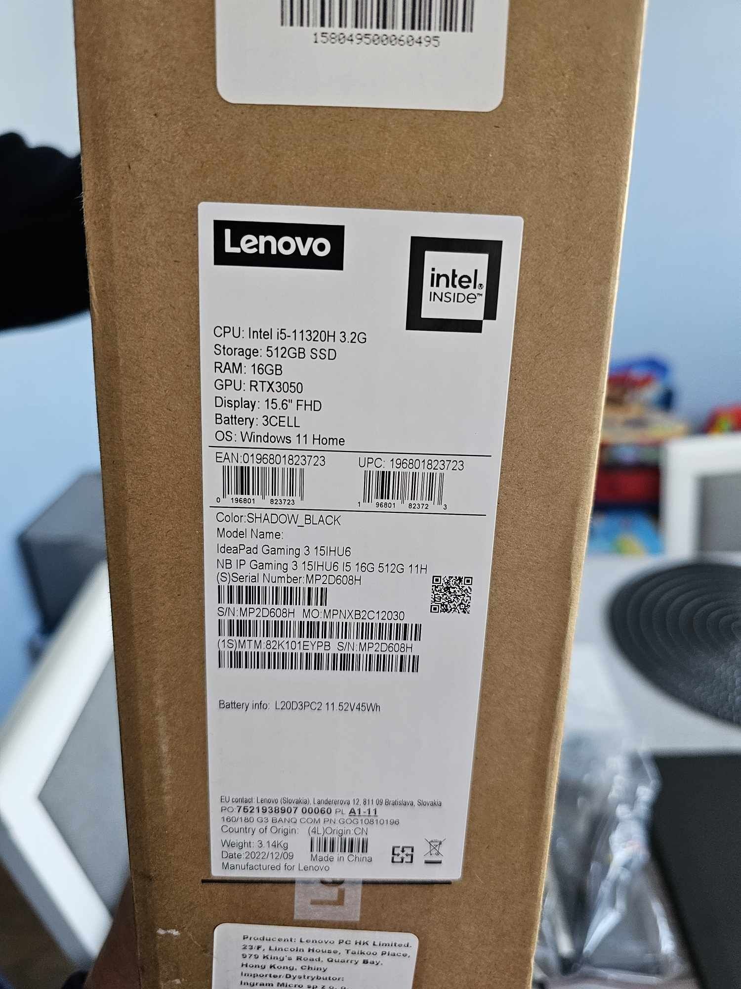 Nowy laptop Lenovo ideapad gaming 3 15ihu6 16gb rtx3050