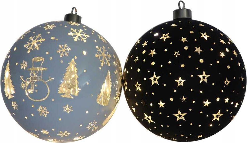 Szklana Kula Led Czarna Gwiazdki baterie zjawiskowa dekoracja święta