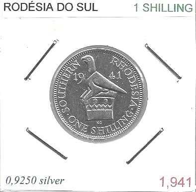 Rodésia do Sul -  - 1 Shilling - 1941 - - George VI - - Moeda de Prata