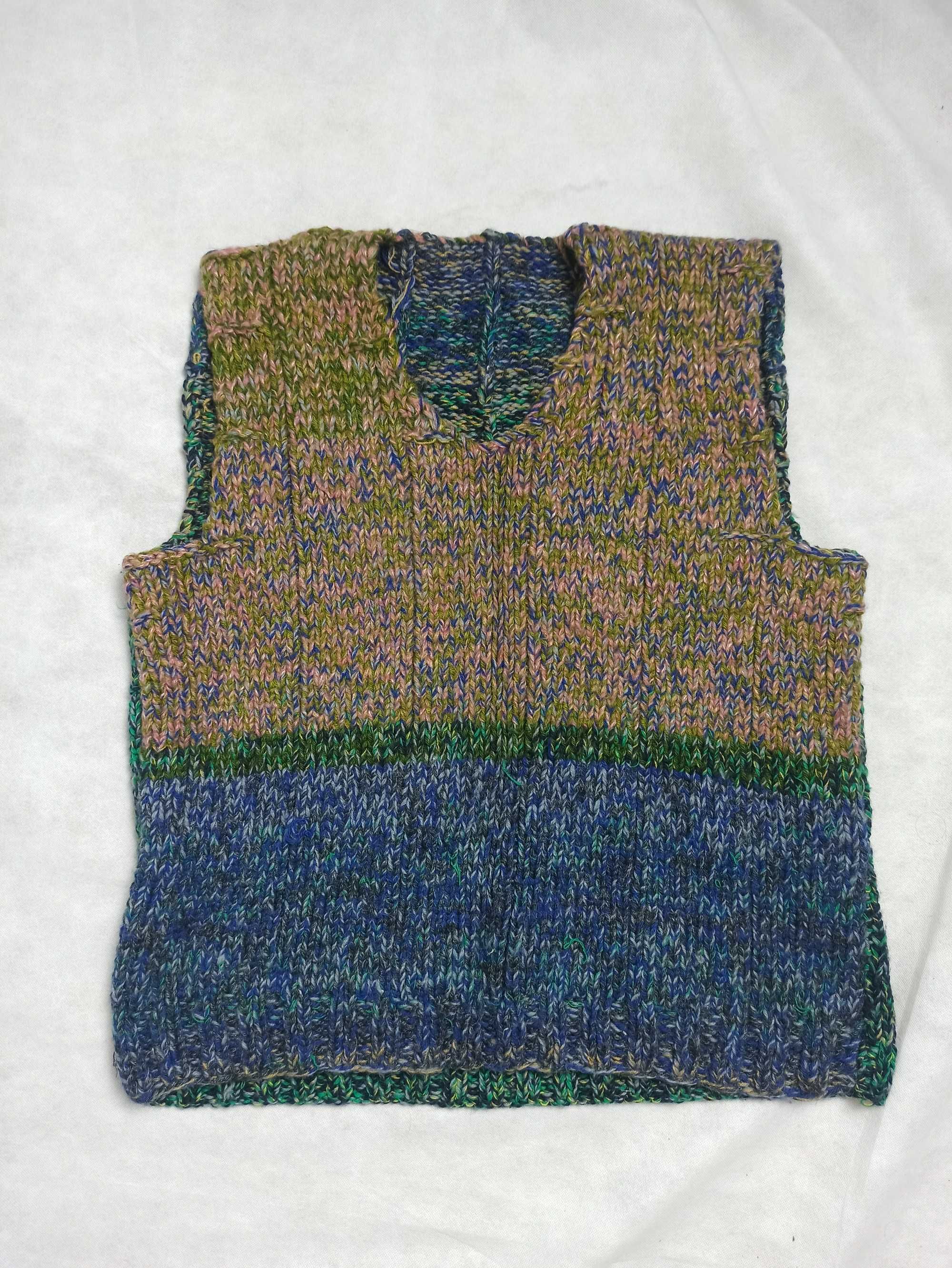 90s Vintage multicolor Sweter Bezrękawnik Vest