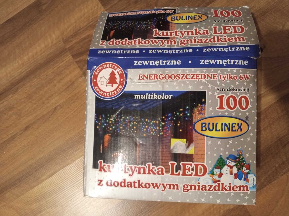 Kurtyna LED multikolor 5 m świąteczna na zewnątrz.