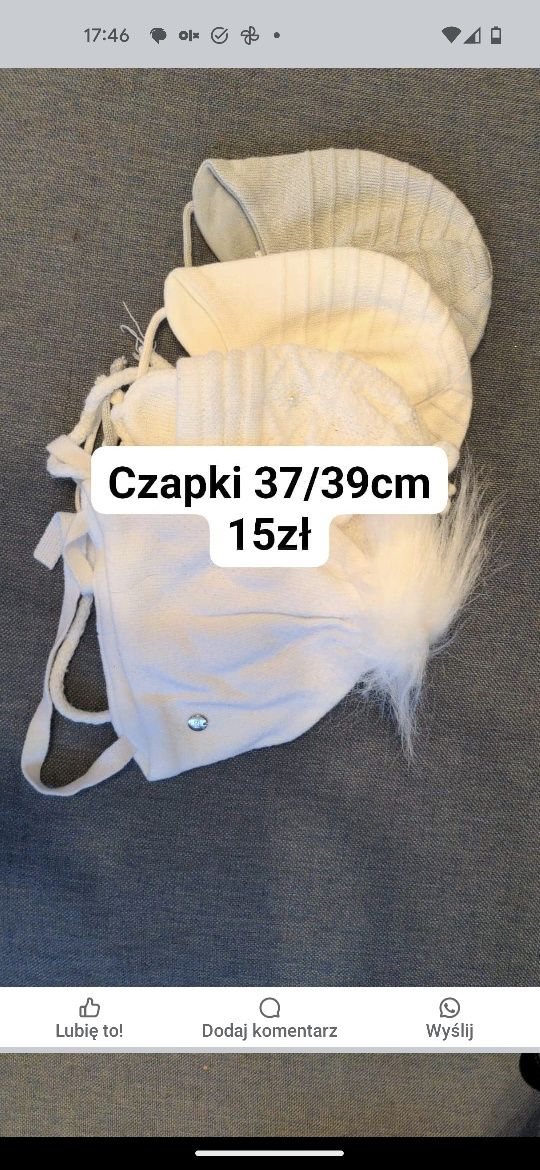 Czapka zimowe 56 rozm 62 68 74