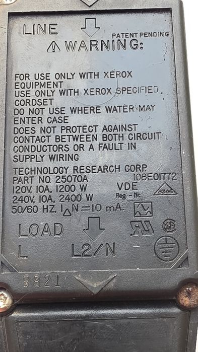автоматичний запобіжник до  Xerox на  2.4 кВт