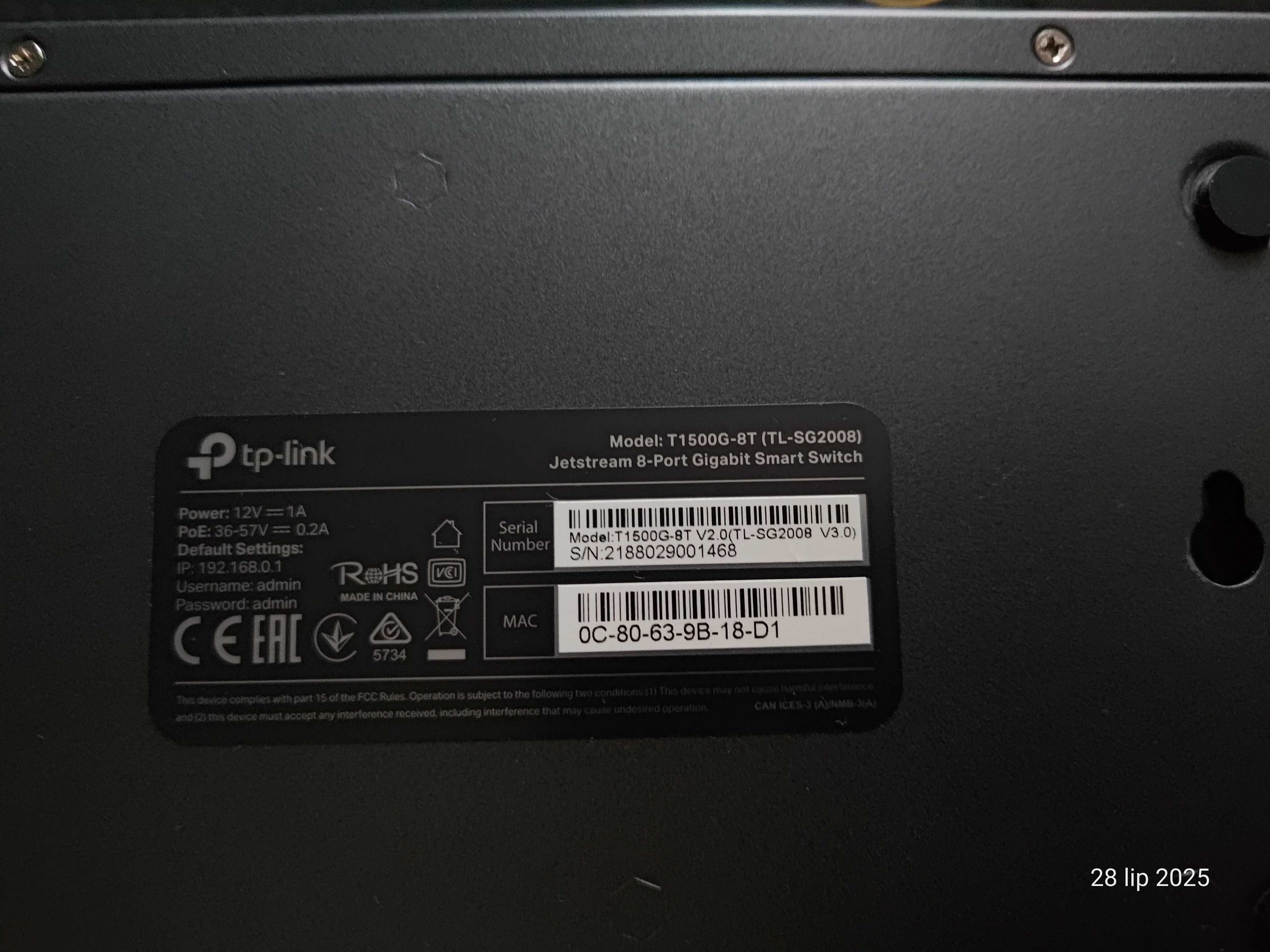 Przełącznik sieciowy TP-Link 8p T1500G-8T