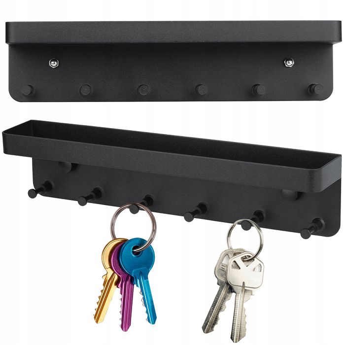 Ścienny uchwyt na klucze wieszak na ubrania półka 6 haczyk metal loft