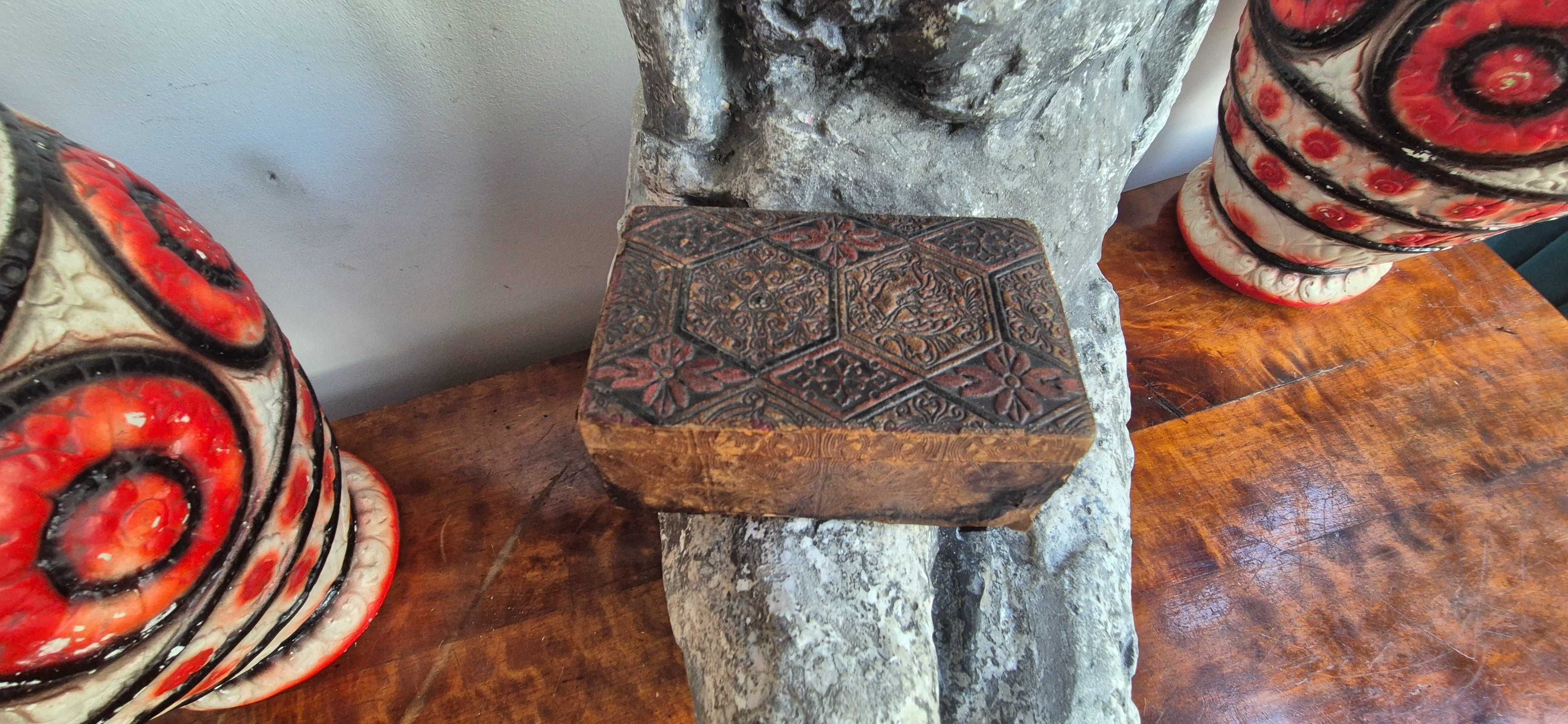 Pudełko kasetka pojemnik skóra antyk vintage zabytek dekor boho