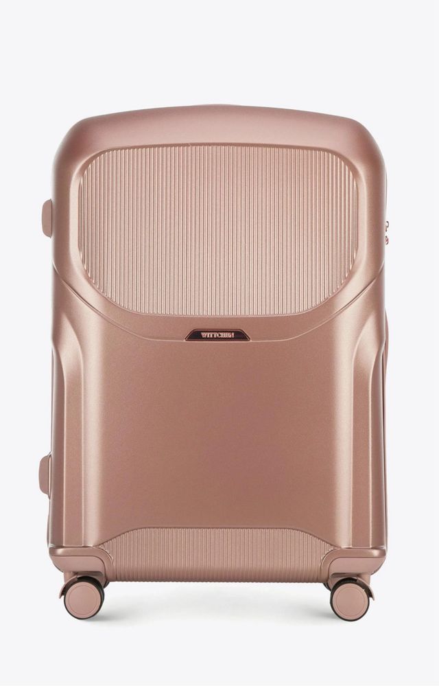 Duża walizka z polikarbonu Wittchen rose gold