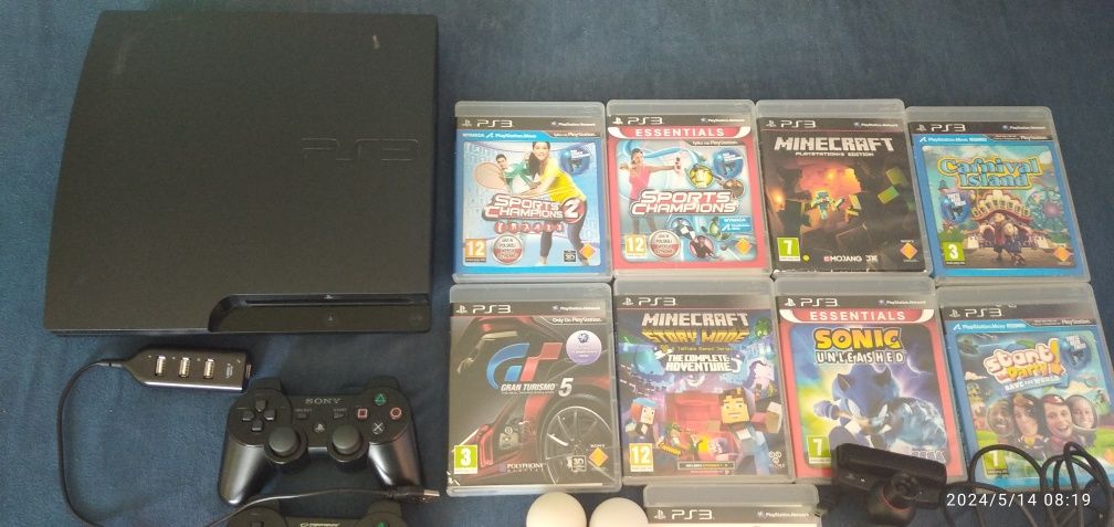 Konsola slim PS 3 (320gb)+ pady,kamera,gry