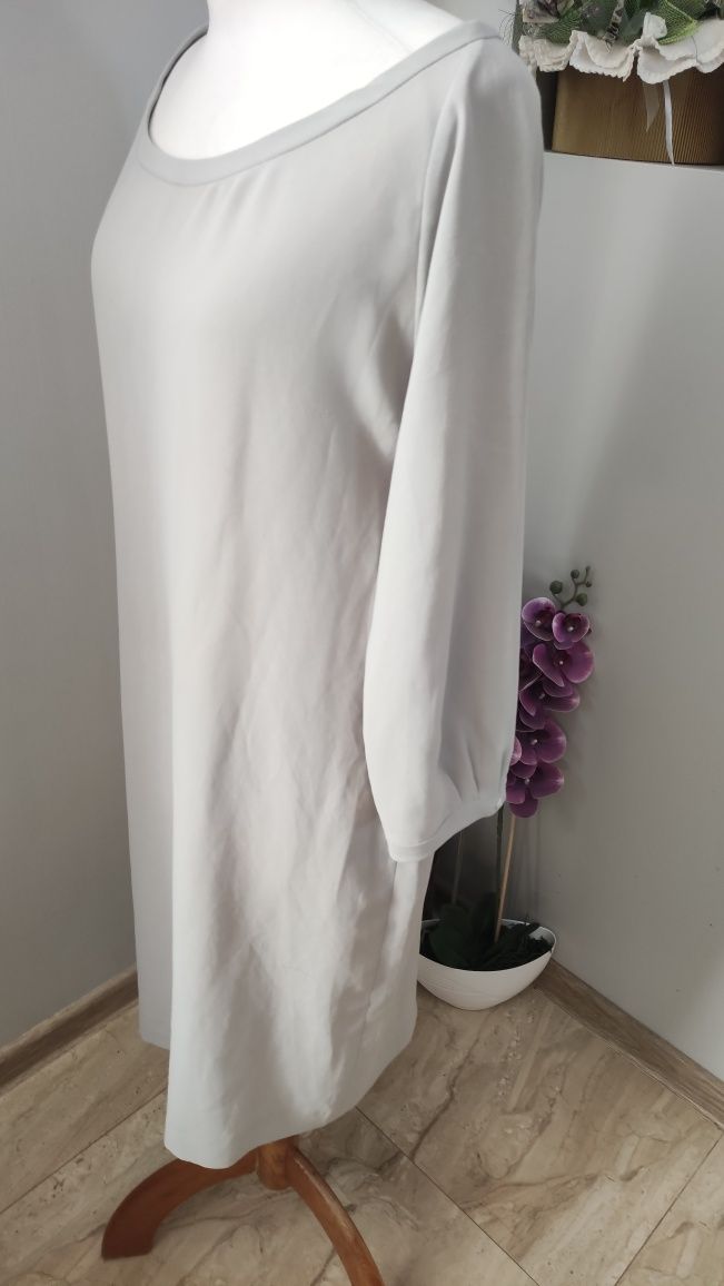 Elegancka wizytowa sukienka luźna gładka L XL