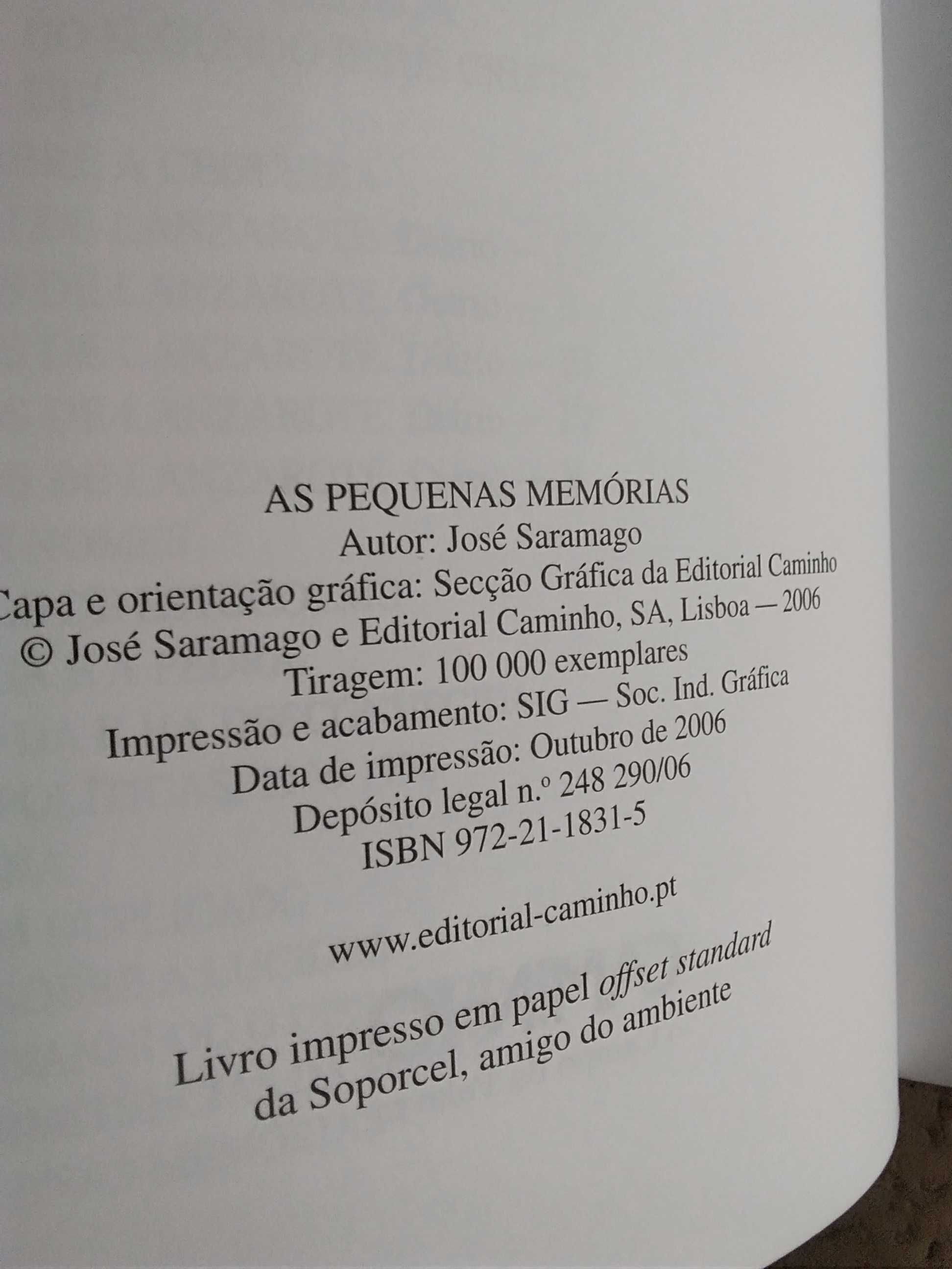 José Saramago - As Pequenas Memórias - 1 ° Edição
