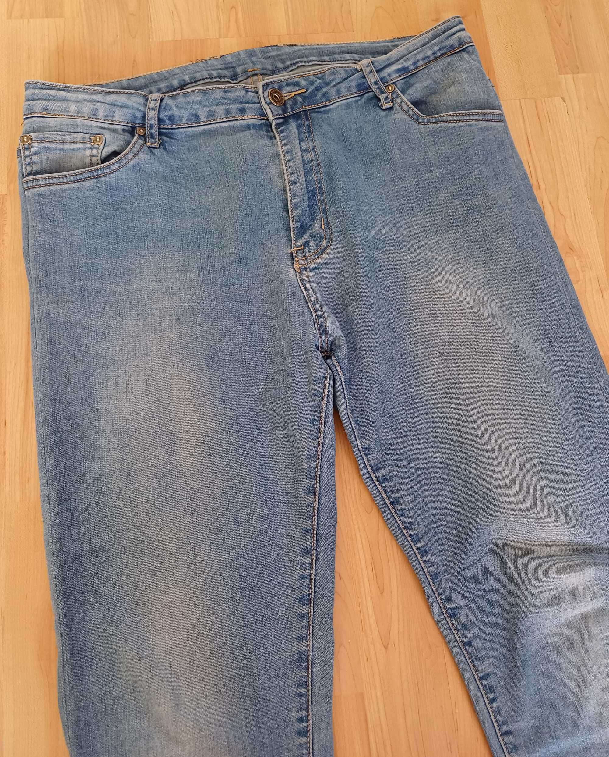 Spodnie długie damskie jeans niebieskie elastyczne 44/XXL wysoki stan