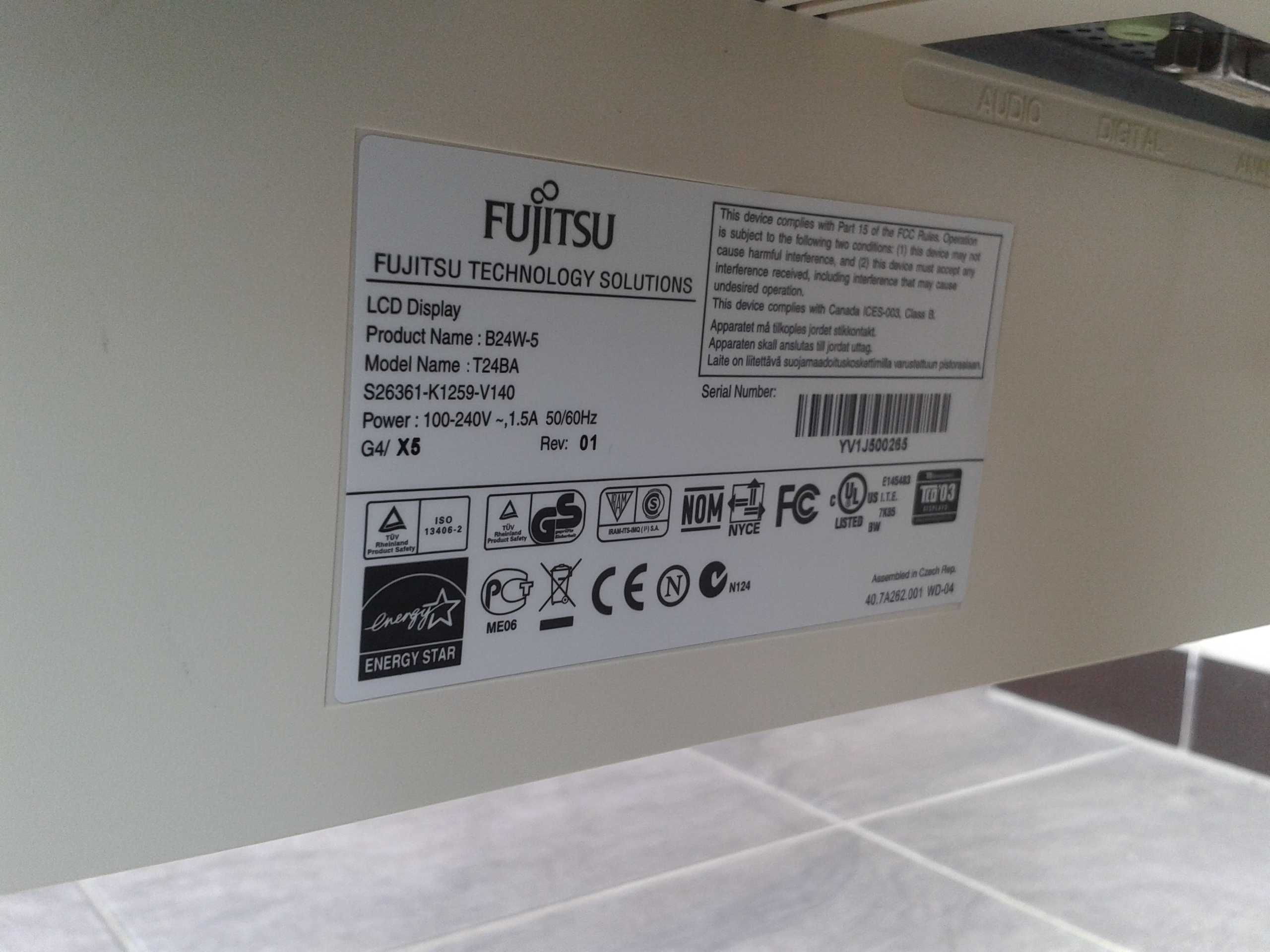 Monitor Fujitsu 24 cale B24W-5 lcd tv panoramiczny obracalny dvi