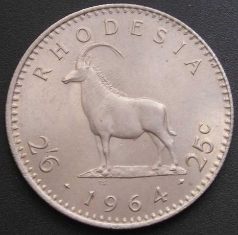 Rodezja 2,5 shilling 1964 - Elżbieta II - stan 1/2