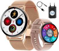 Smartwatch DAMSKI zegarek rozmowy zdrowie PULS kroki 2 paski komunia