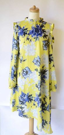 Sukienka Żółta Kwiaty By Very Asymetryczna M 38