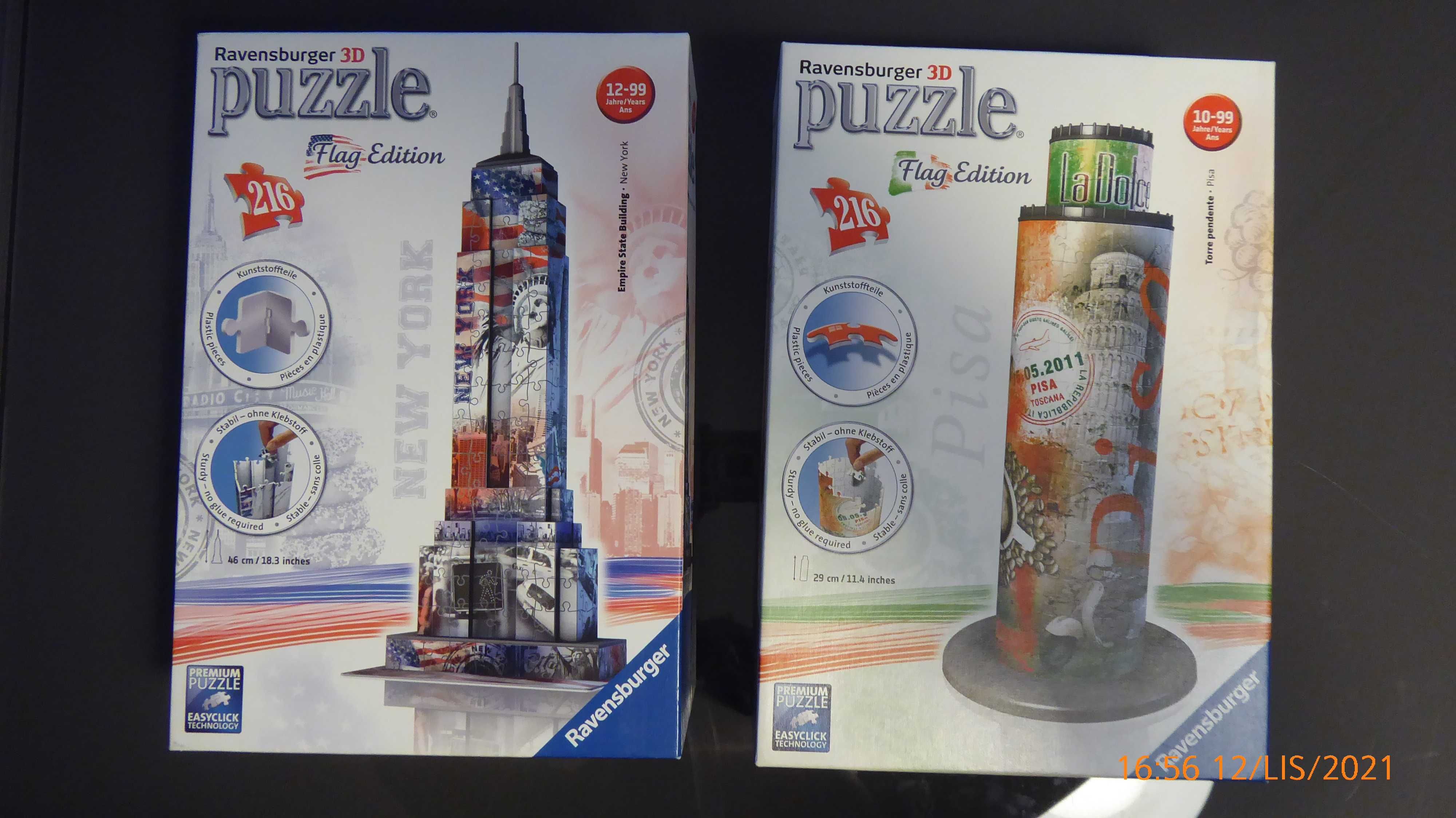 Zestaw-puzzle 3D Ravensburger: wieża w Pisie i Empire State Building