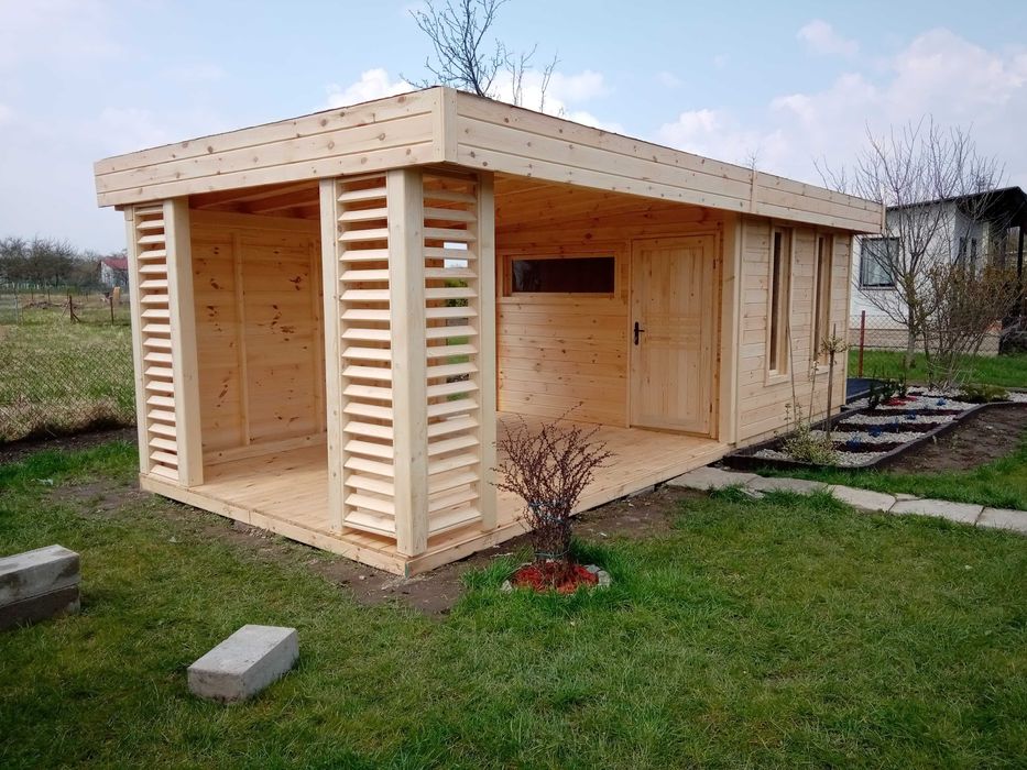 Domek narzędziowy,gospodarczy,drewniany,ogrodowy,magazyn,3x3m+taras3x3