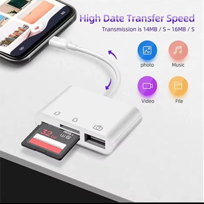 Перехідник card reader Lightning Apple iPad SD Card Camera Reader
