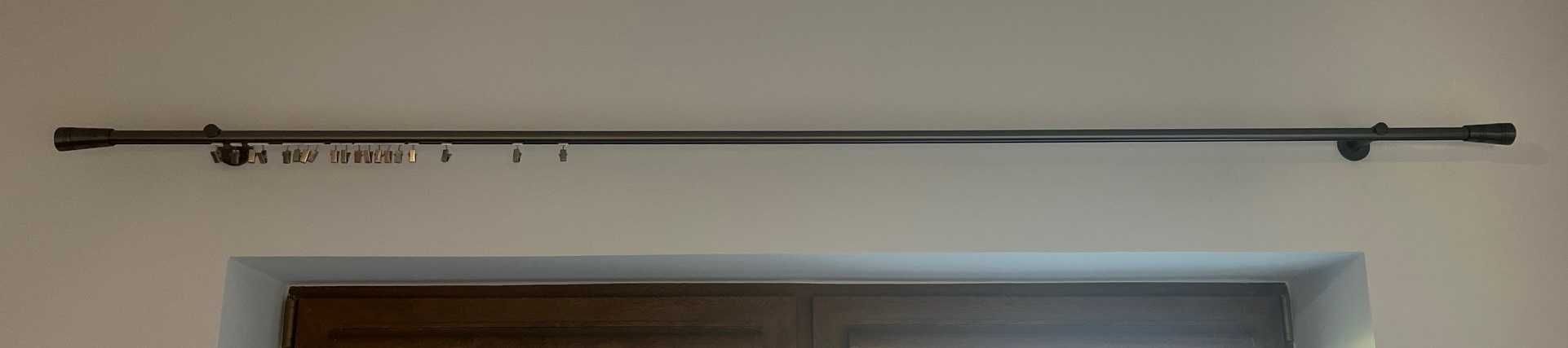 *** Karnisz GARDINIA z żabkami grafit 210cm solidny do ściany ***