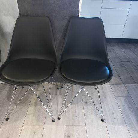 Krzesła 4 sztuki czarne Styl Skandynawski