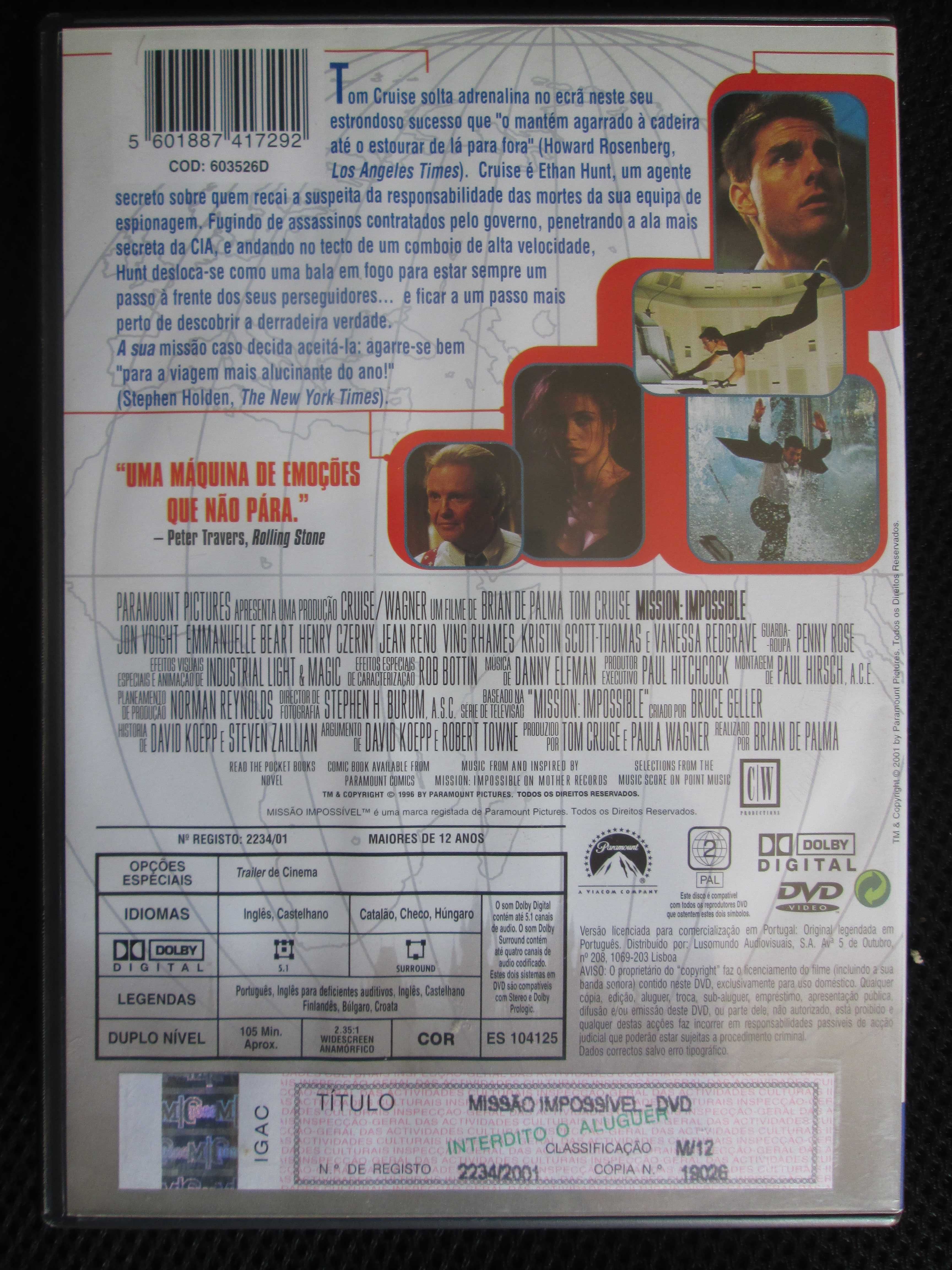 Missão: Impossível, de Brian De Palma, Tom Cruise, Jean Reno
