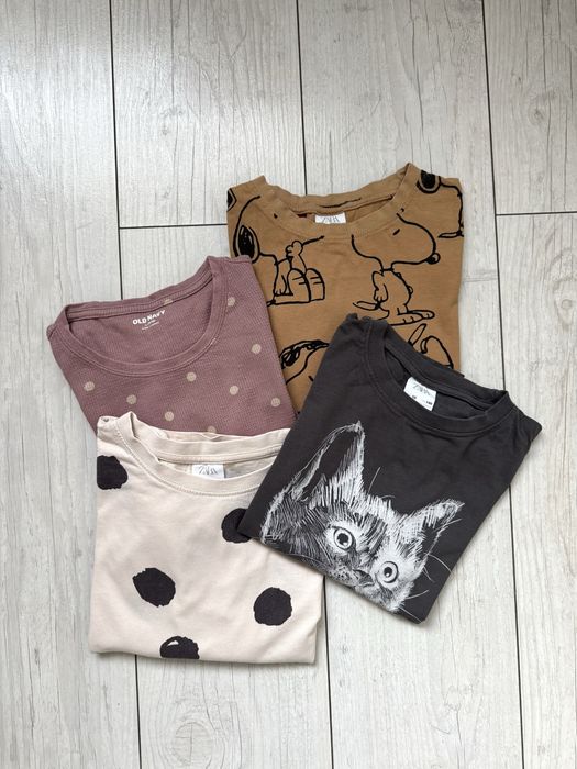 Zestaw 4 szt. Bluzka z długim rękawem t-shirt Zara 140